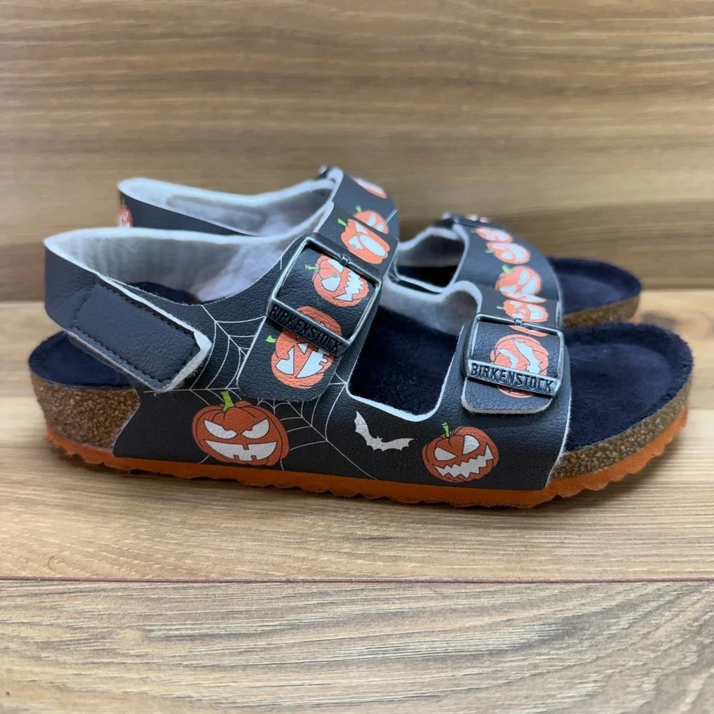Birkenstock Milano Kids Halloween Sandals 1 EU 32‎ Black Orange Walking Casual